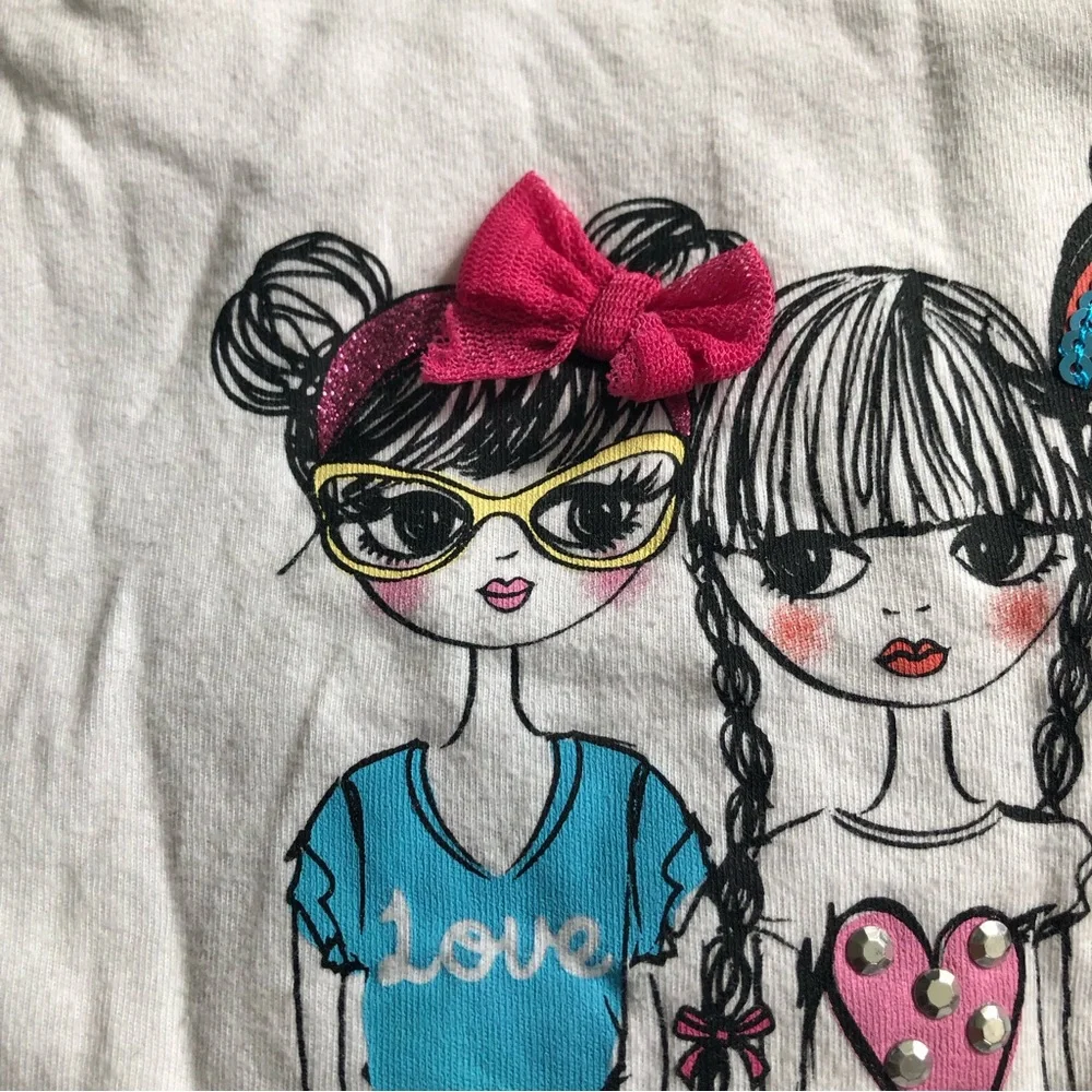 5x$25 The Children’s Place White BFF Shopping Adventure Long Sleeve Top, 7